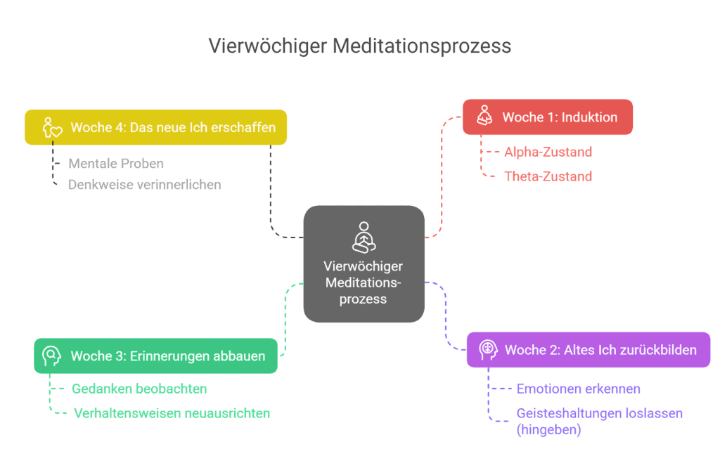 Der vierwöchige Meditationsprozess, wie Dr. Joe Dispenza ihn im Buch "Ein neues Ich" beschreibt.