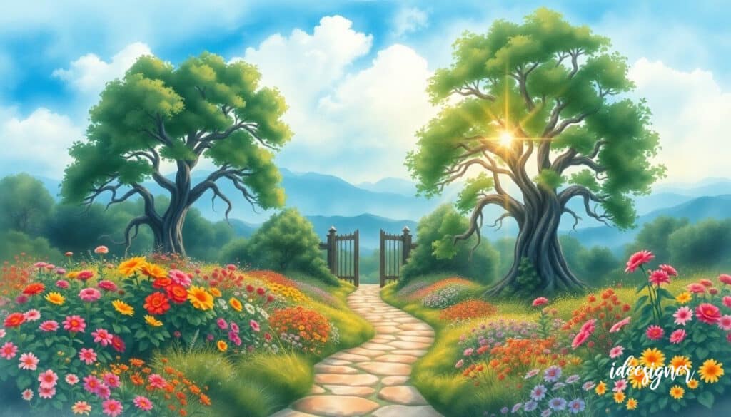 Der "Garten der Reife" steht für den inneren Entwicklungsraum und die "enge Pforte" symbolisiert die Herausforderungen der Seele.